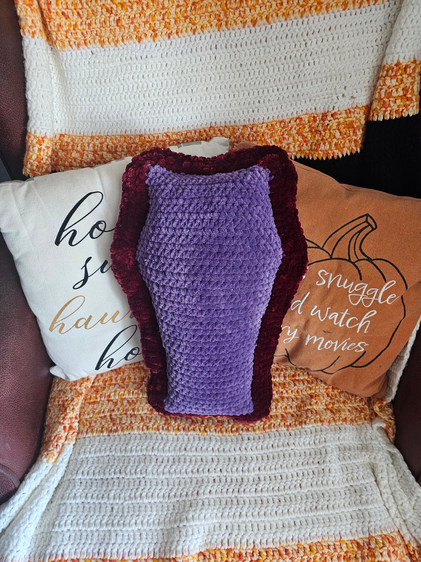 Burgundy and Purple Cuddle Coffin
