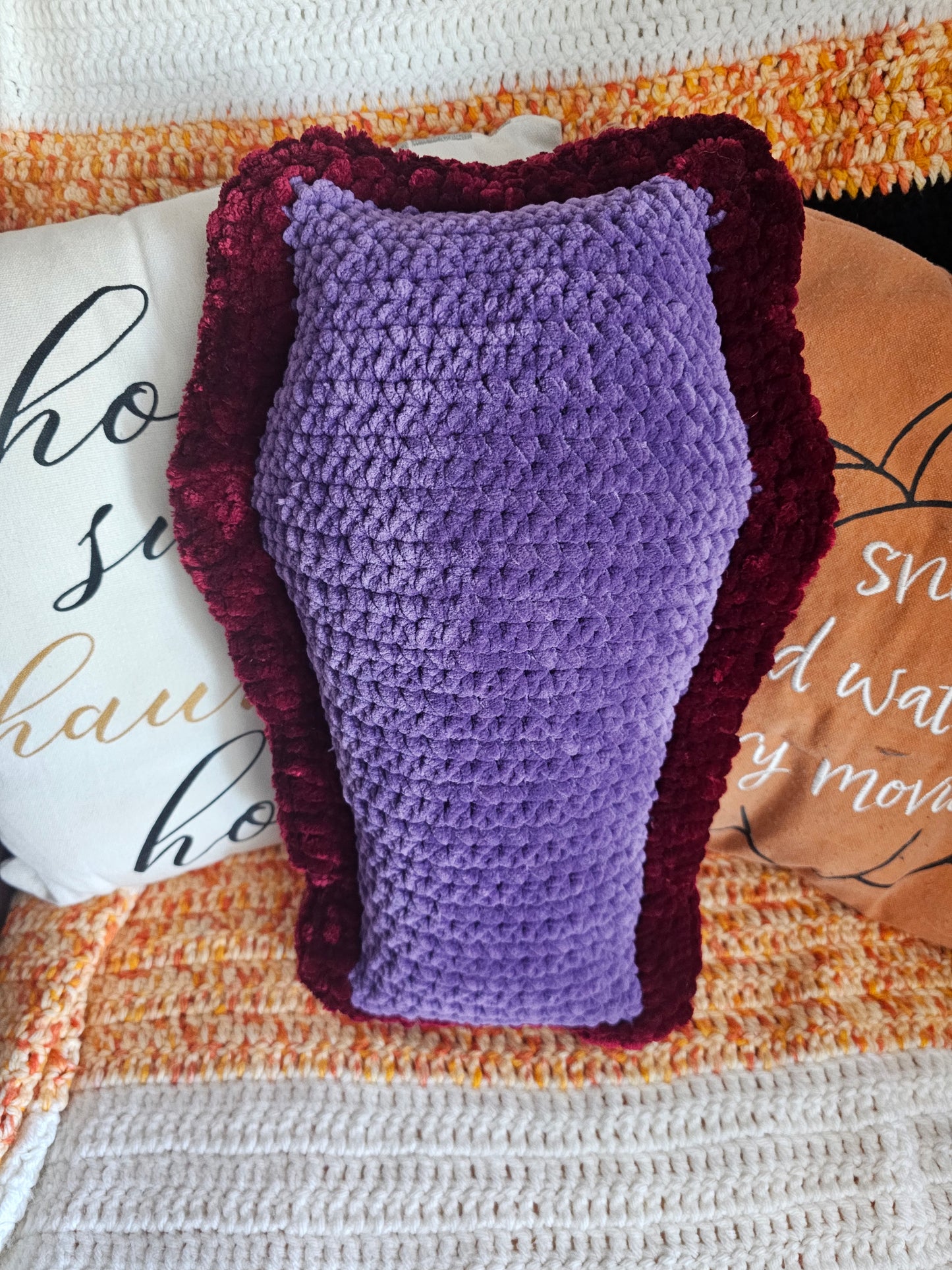 Burgundy and Purple Cuddle Coffin
