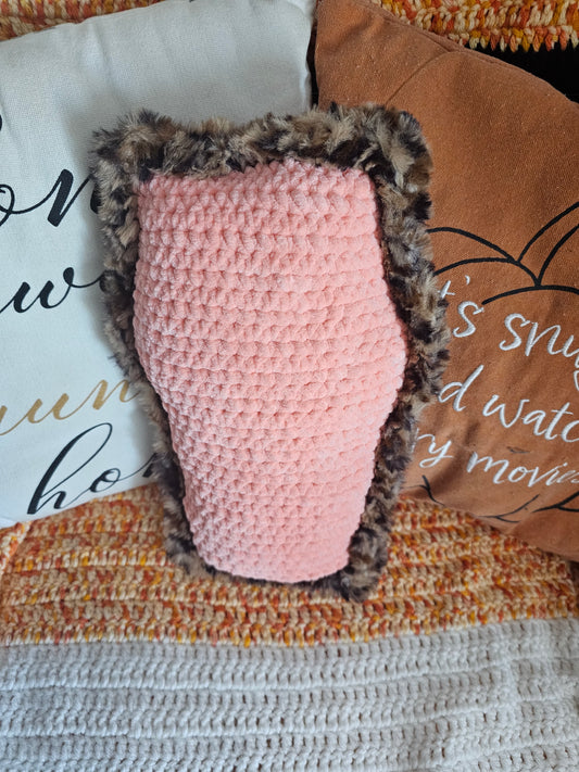 Leopard Faux Fur and Pink Cuddle Coffin