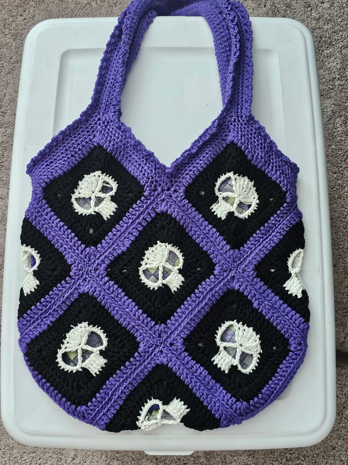 Beetle Plaid Skull Purse