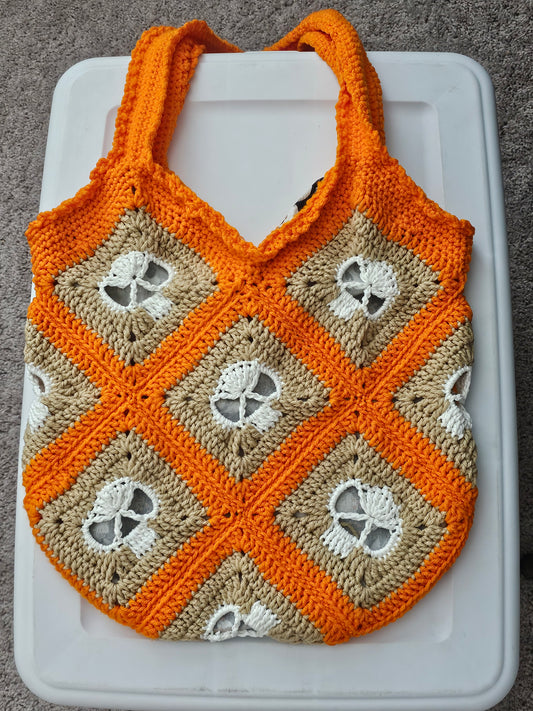 Skull Purse - Beige & Orange